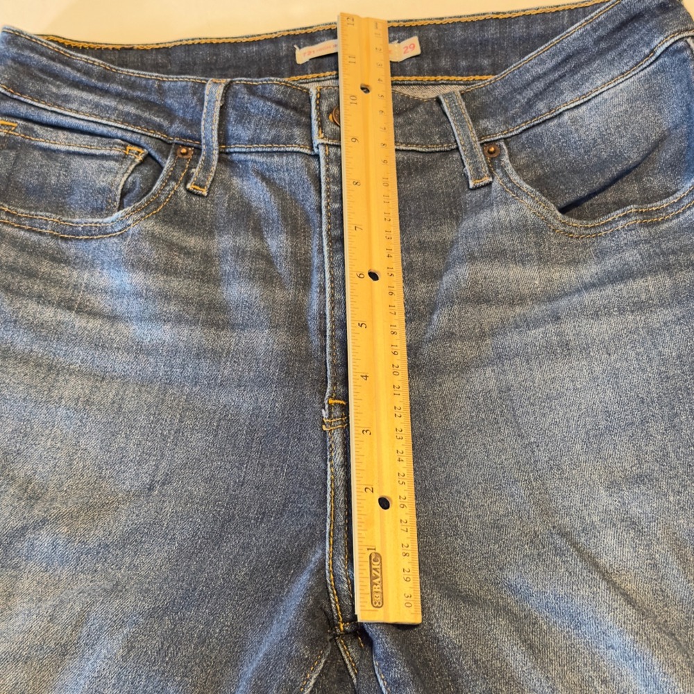 Levis 721 High Rise Skinny Ankle Jeans Blue Distressed Ripped Womens Size 29 - Picture 3 of 13